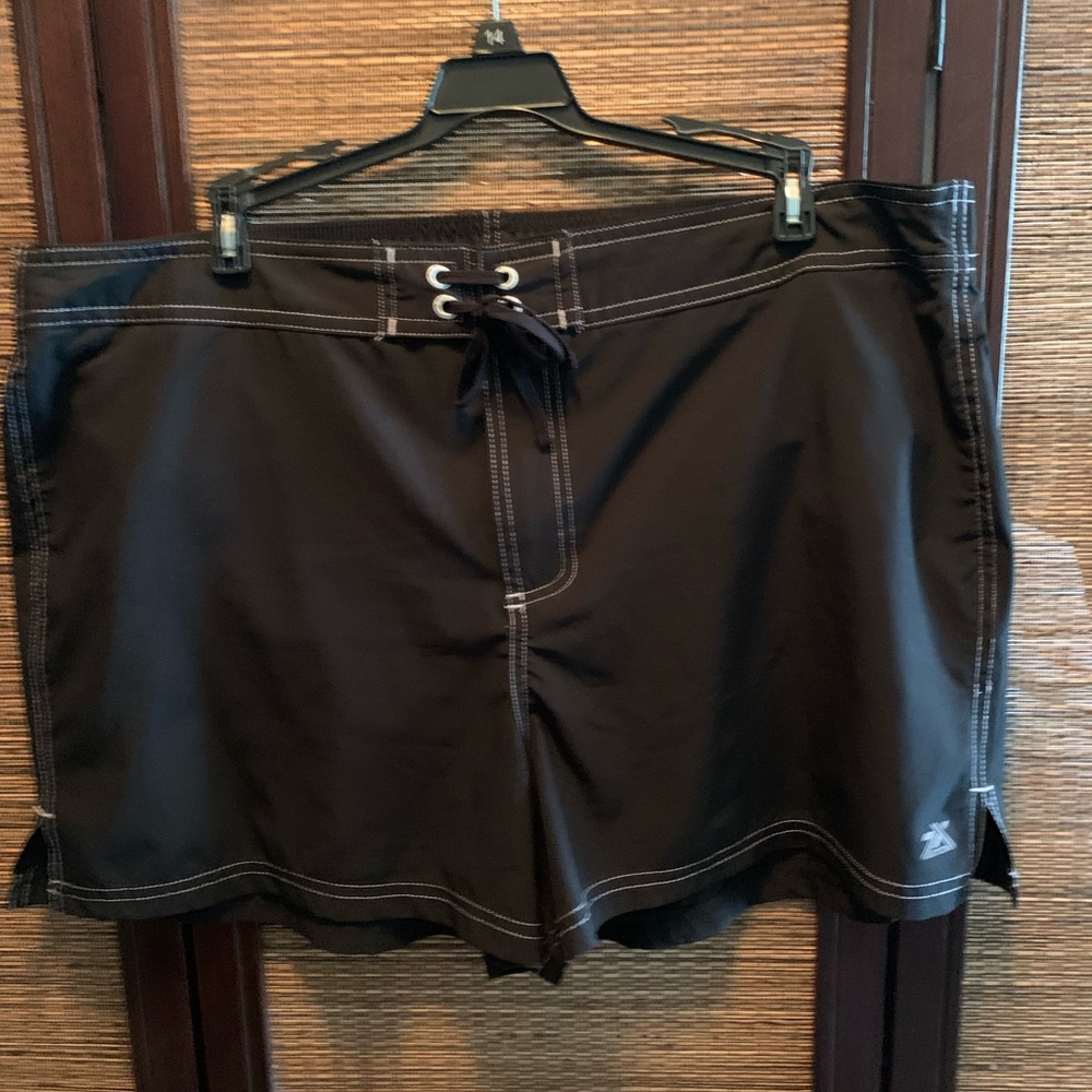 Black Swim Shorts with White Stitching